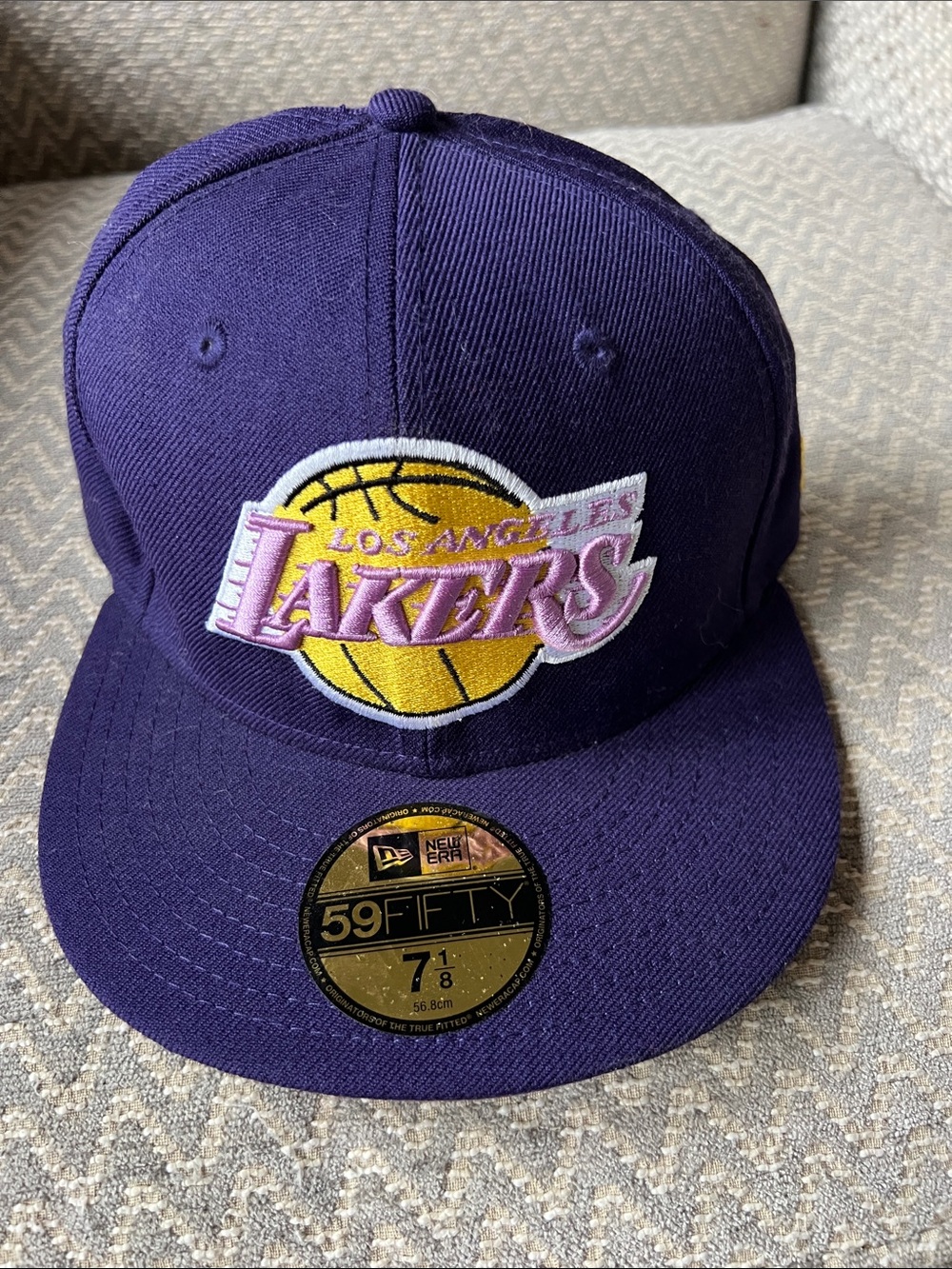 New Era Los Angeles Lakers Purple Hat with Yellow & Pink Logo
